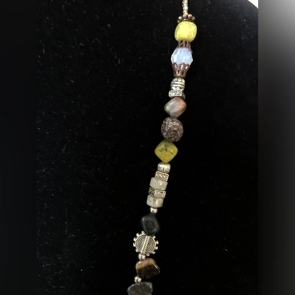 Hand Crafted Mulit-Stone Necklace With a Teardrop Shaped Picasso Stone Pendant